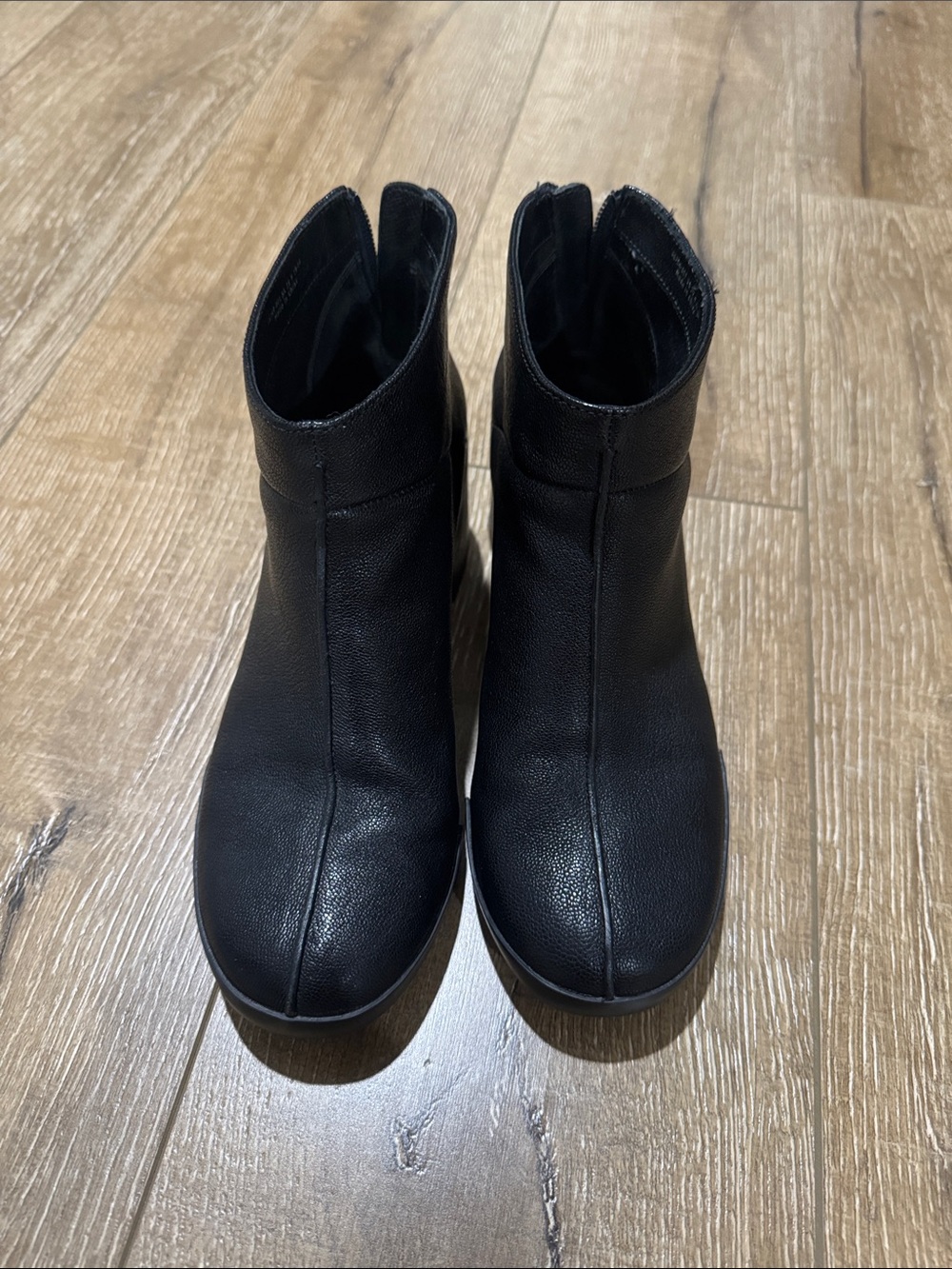 Camper Black Leather Ankle Booties with Subtle Seam